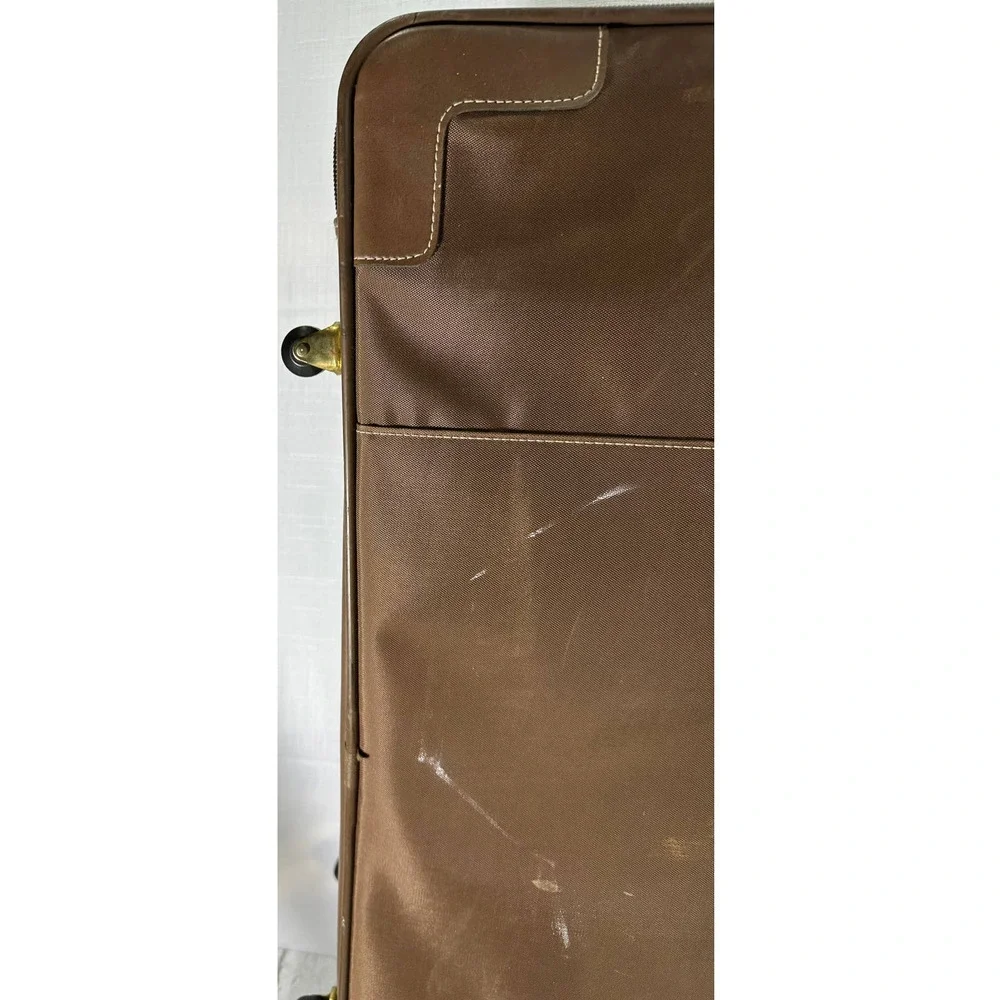 Vintage Verdi Chocolate Brown Suitcase With Wheels And Front Zip Pocket